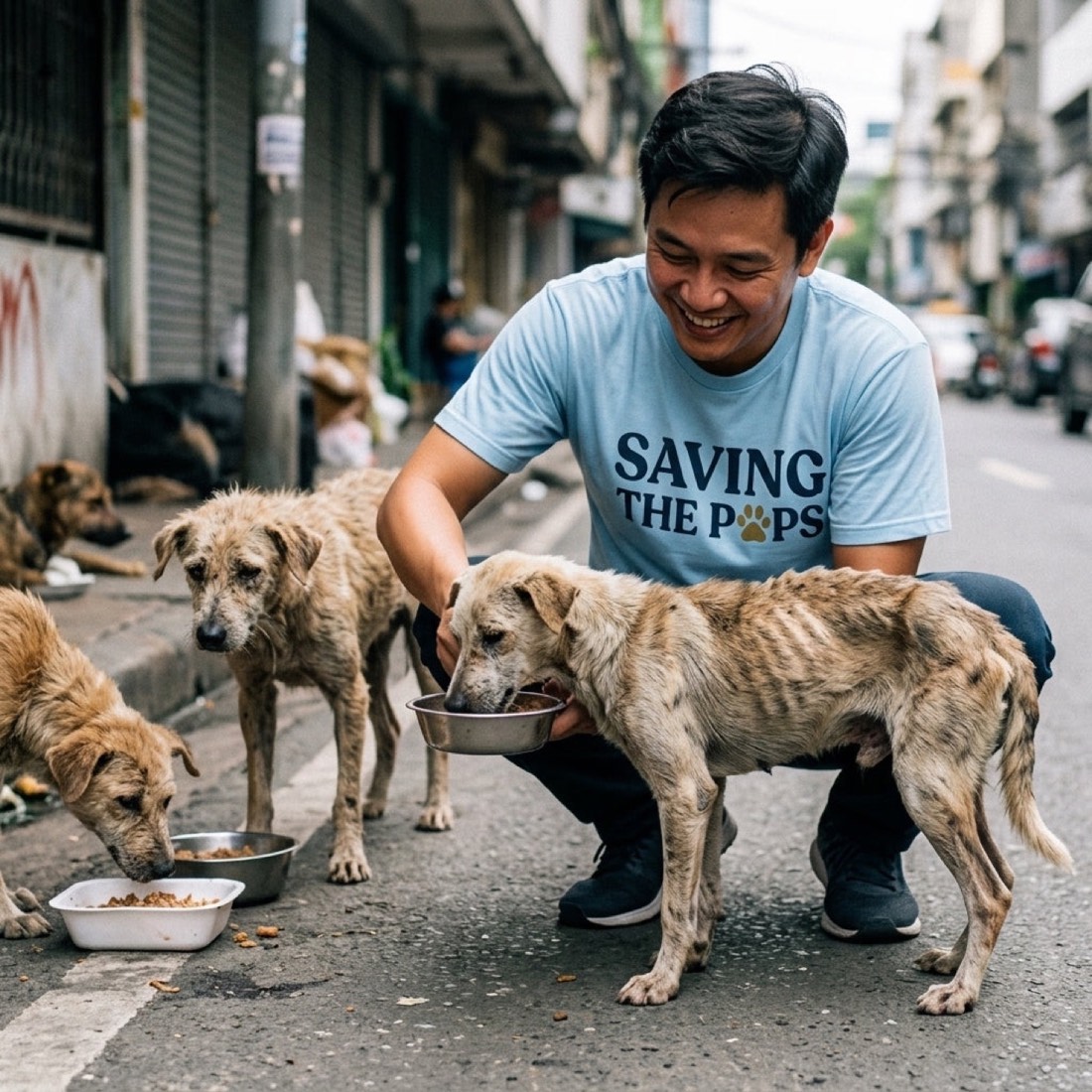 Shelter dog receiving care