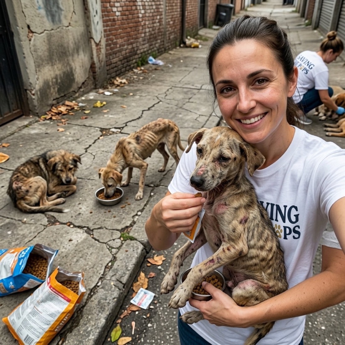 Rescued dog meal time